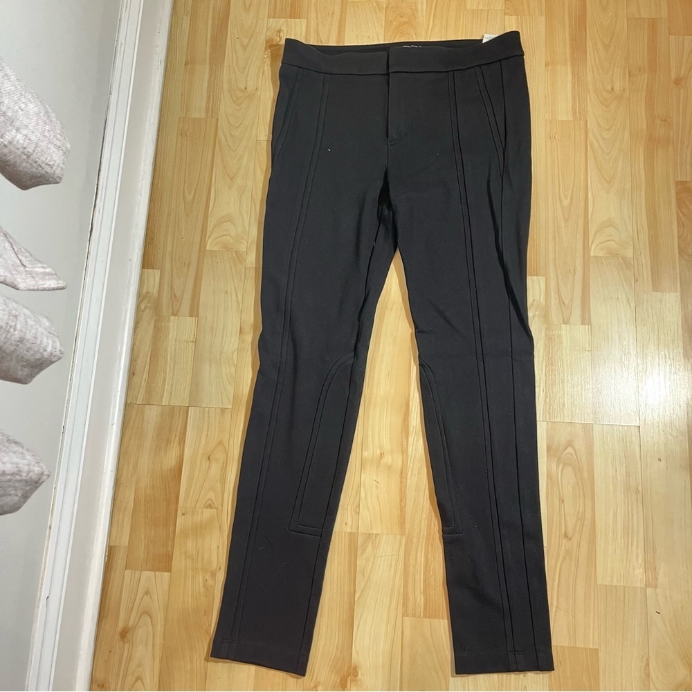 Vince Double Stitch Front Seam Stretch Knit Ponte Trouser Slim Pants Black Sze 6